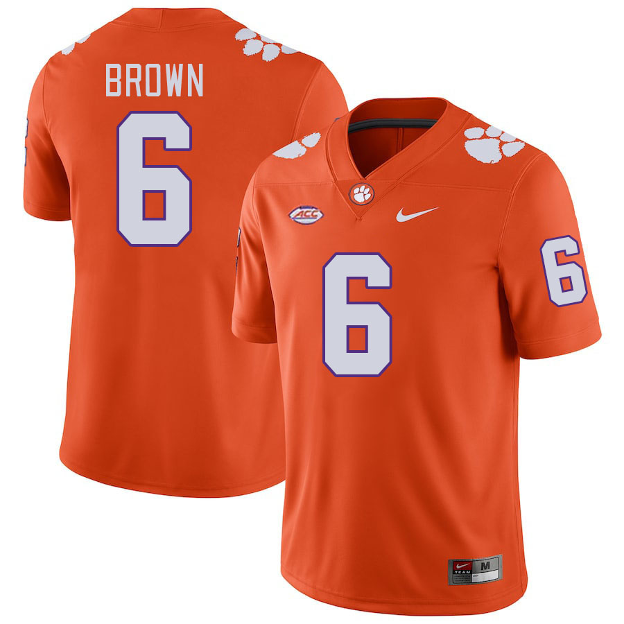 Men #6 Tyler Brown Clemson Tigers College Football Jerseys Stitched Sale-Orange
